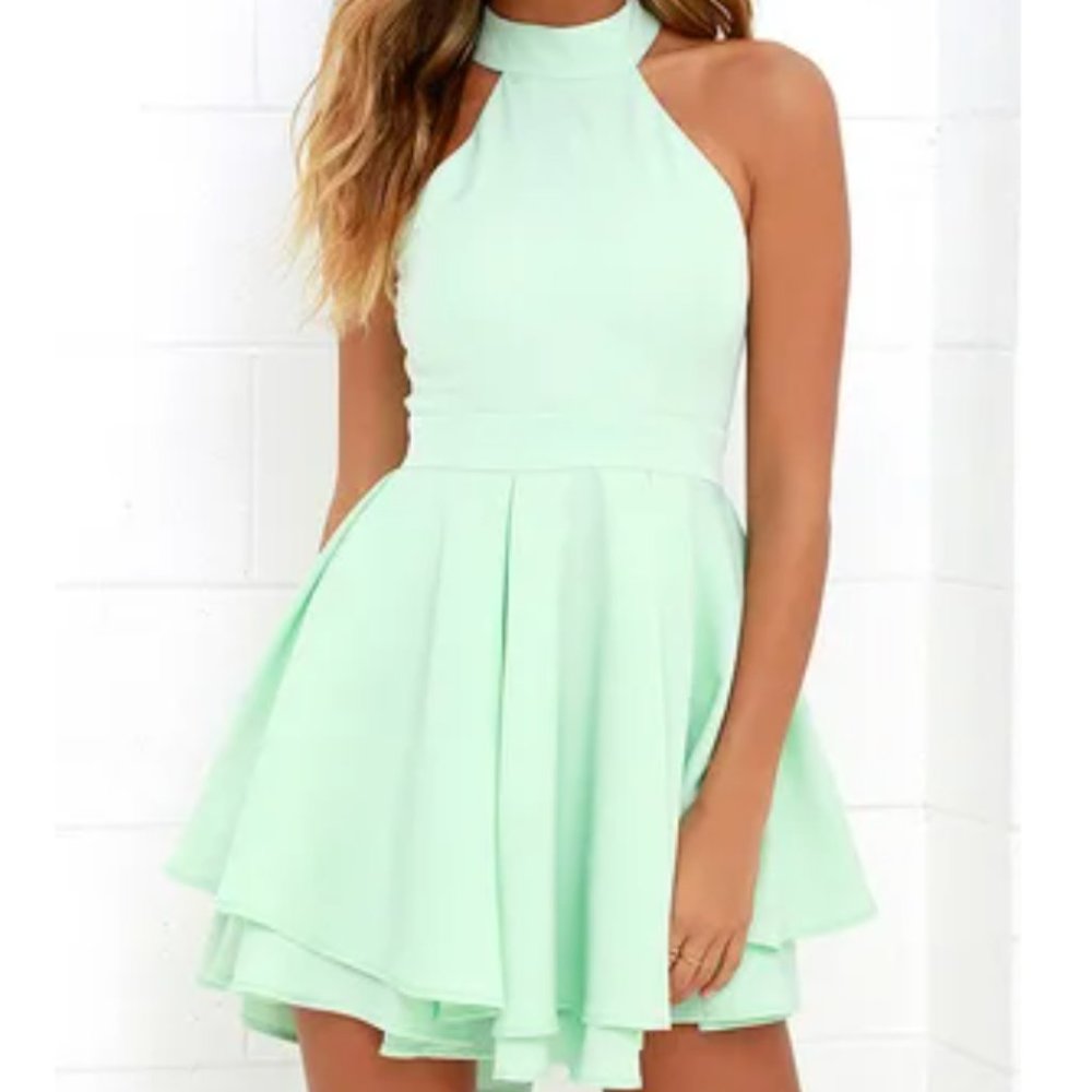 Lulus Dress Rehearsal Mint Green Skater Dress